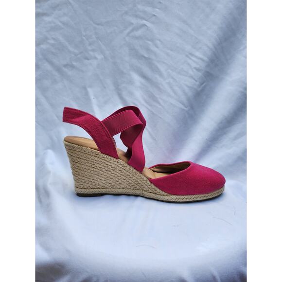 Me Too Hot Pink Brinley Espadrilles/Comfort Wedge Women's 10 - Picture 10 of 12